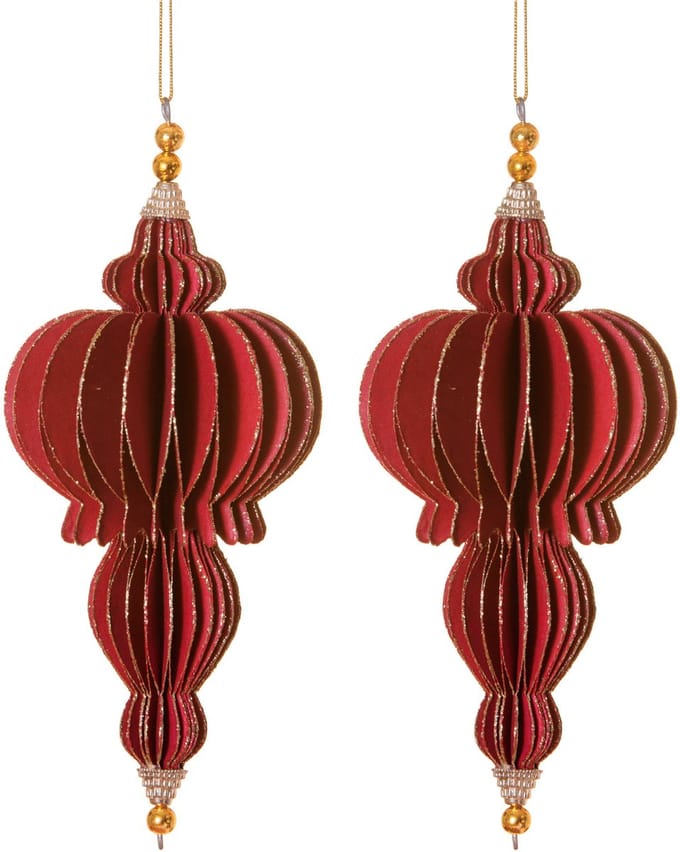HOGEWONING BV - 2 rode en gouden origami-hangers 13 cm