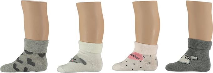 Apollo Babysokken Meisjes Polykatoen Grijs/wit Mt 74-86 4 Paar