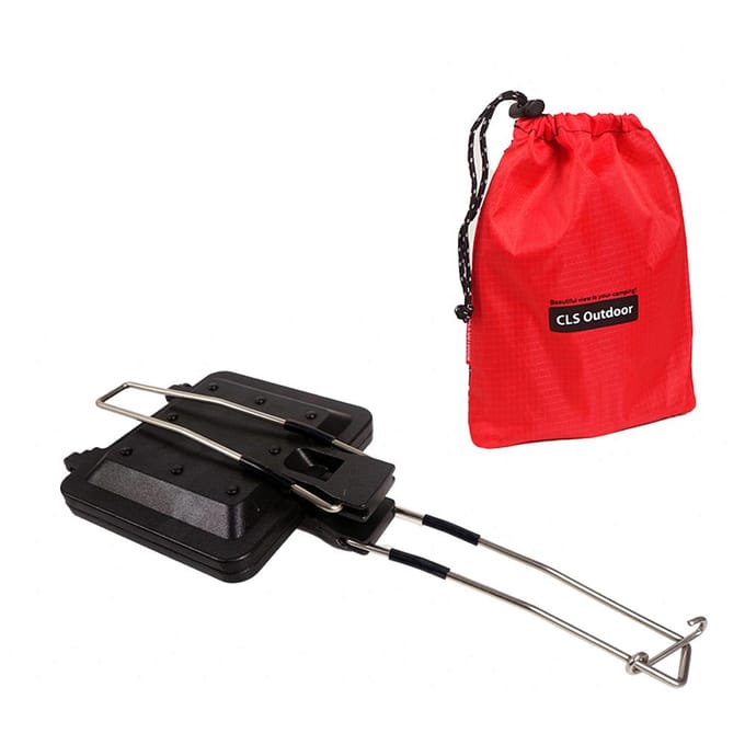 Outdoor opvouwbare handgreep Muffin Sandwich bakvorm Multifunctionele camping picknick ontbijtklem zwart