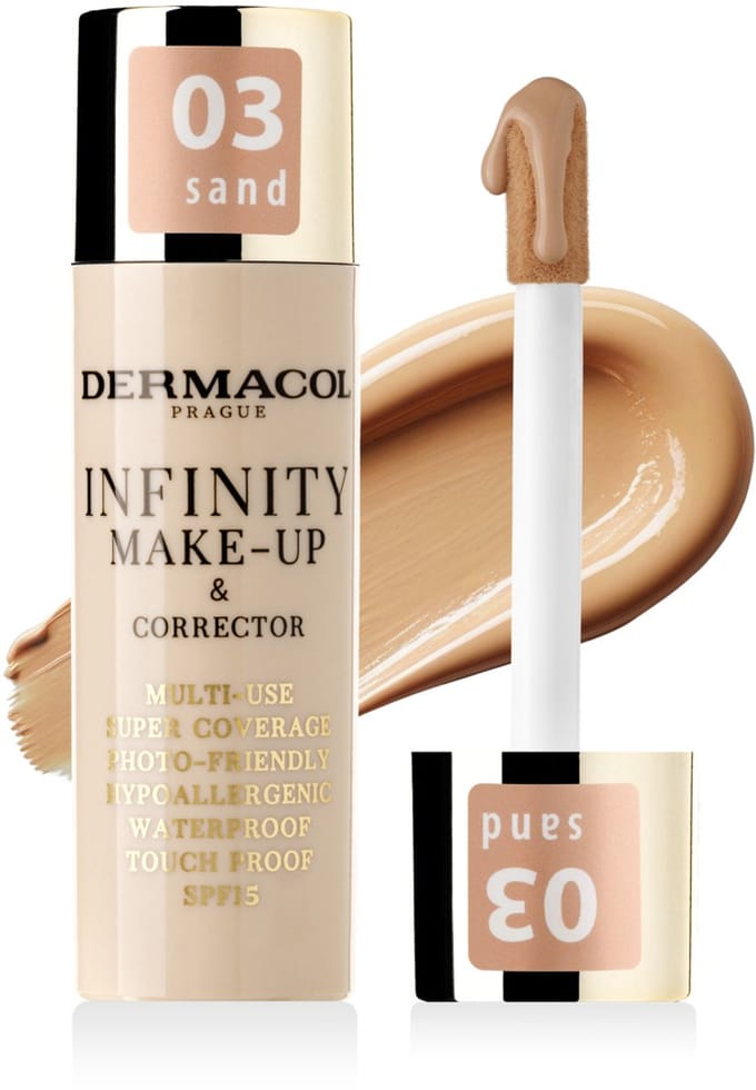 Dermacol Infinity Make-up en Concealer - Multifunctioneel - Super Dekking - Waterproof en Hypoallergeen - SPF 15 - 03 Sand