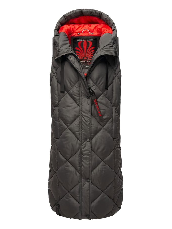Navahoo lange dames bodywarmer Schnuckel – Modern & Met Capuchon