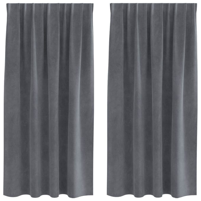 vidaXL - Gordijnen - 2 - st - Lichtgrijs - 140 - x - 175 - cm - fluweel