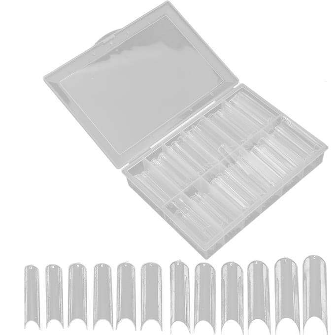 240 stuks Kunstnageltips Extra Lang Transparant Nep Kunstnageltips voor Thuis DIY Salon Transparant white