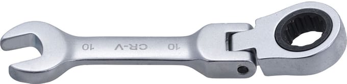 BGS ratelsleutelring-steeksleutel kort hoekbaar SW 10 mm - 6910