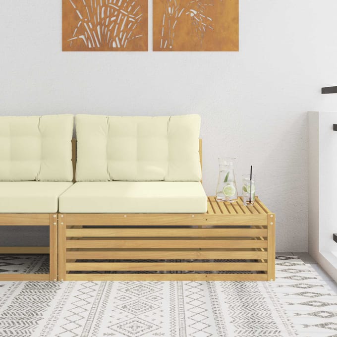 vidaXL - Buitenhoekbank - Massief - Acacia - Hout - Wit