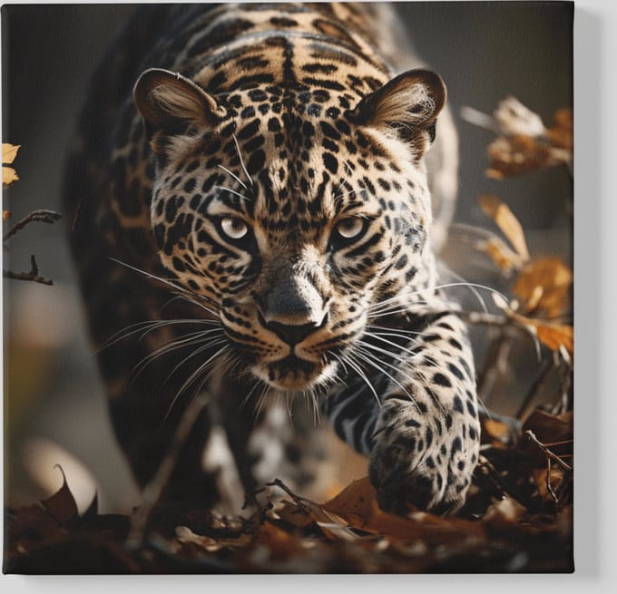 Canvas Schilderij - Luipaard - Wilde Dieren - Vierkant - 100x100x2 cm