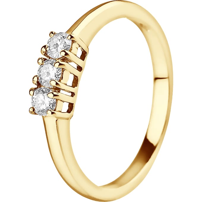 Ring Trilogy bezet met diamanten 0,24 Cts Claws Geel Goud 18 Karaat