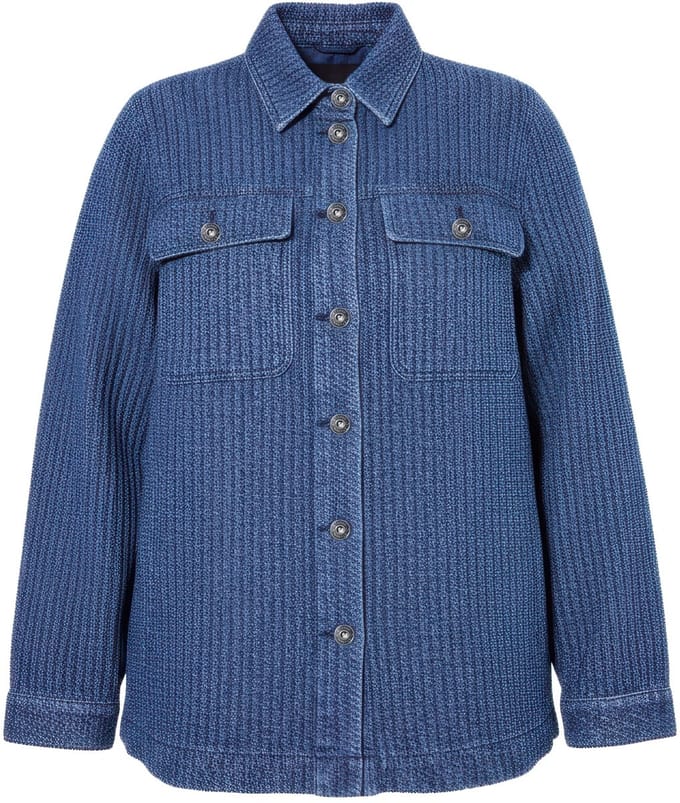Studio Untold - Dames - Overhemdjasje Wide Shape structuur lange mouwen - Blauw denim - Maat 42+