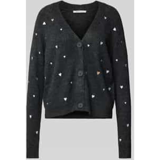 Comfort fit gebreid jack met geborduurd hart