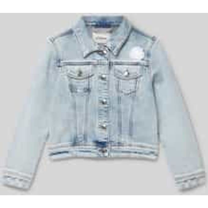 Regular fit jeansjack met garment dye en bloemenapplicatie
