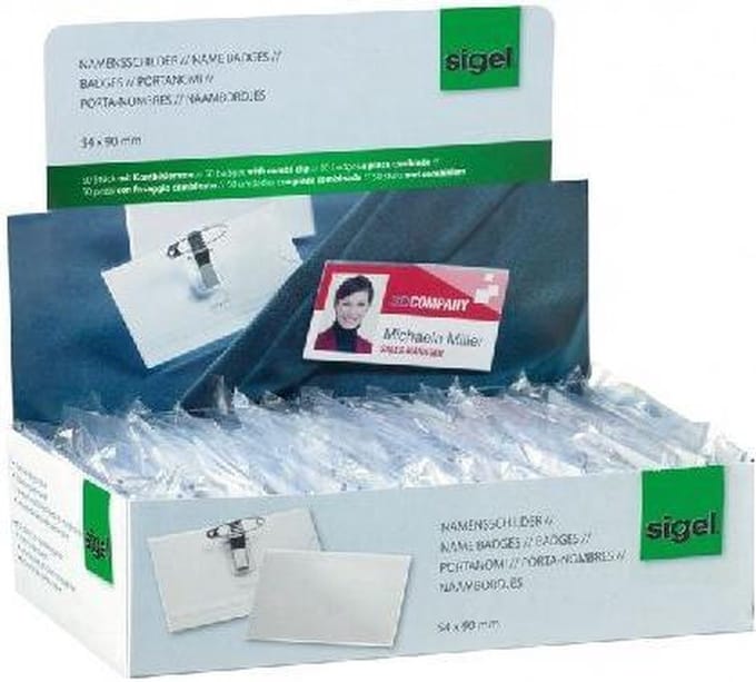 naamplaatje met kombiklem 54x90mm doos Ã¡ 50 stuks SI-ZB200
