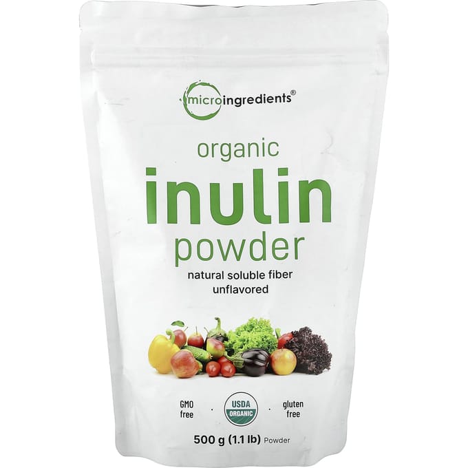 Micro Ingredients, Poudre d'Inuline Biologique, Sans Arôme, 500g (1.1lb)