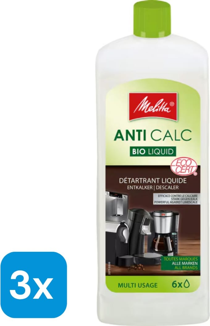 3x Melitta Anti Calc Bio Liquid Descaler Multi Usage ECOCERT 250 ml