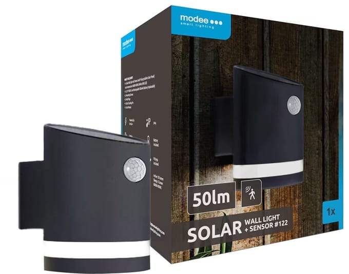 Modee Solar Buitenlamp LED met Bewegingssensor - Wandlamp op Zonne Energie - IP44 - Daglicht Wit - Per stuk