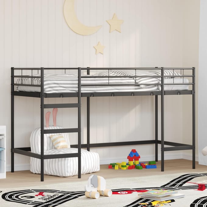 vidaXL - Kids'loftbedframe - Effen - Zwart - 100 - x - 190 - cm - Staal