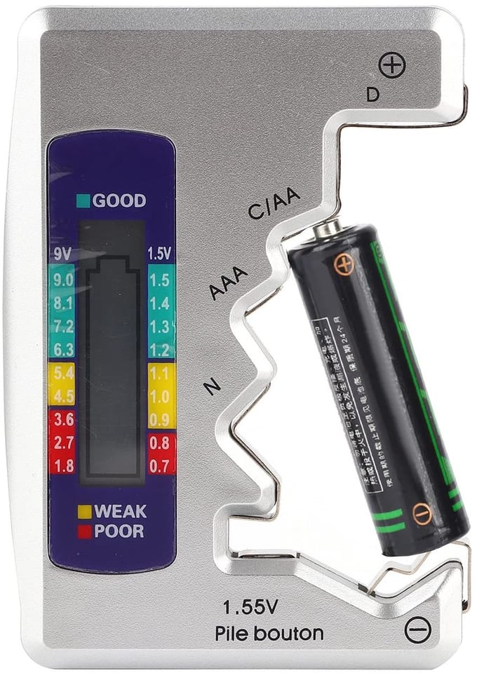 Allecto - Digitale Batterijtester - Batterijcapaciteitsdetector - Compact en gebruiksvriendelijk - Knoopbatterijen en AA - Batterijcheck - Geschikt...