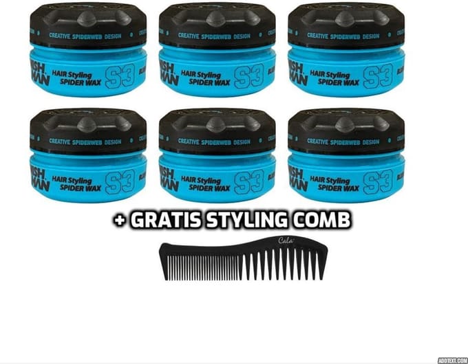 Nishman Hair Styling Spider Wax S3 6 stuks + Styling Comb