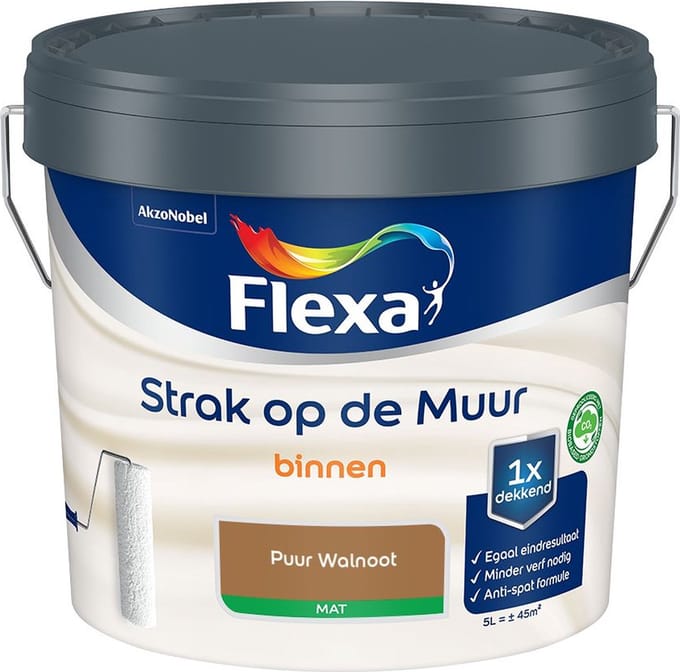 Flexa - Strak Op De Muur Binnen Mat - Puur Walnoot - Mengverf - 5 L