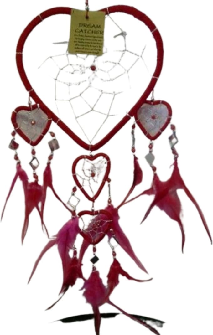 Dromenvanger - Hartje met spiegels - Rood - 17 cm - Dreamcatcher
