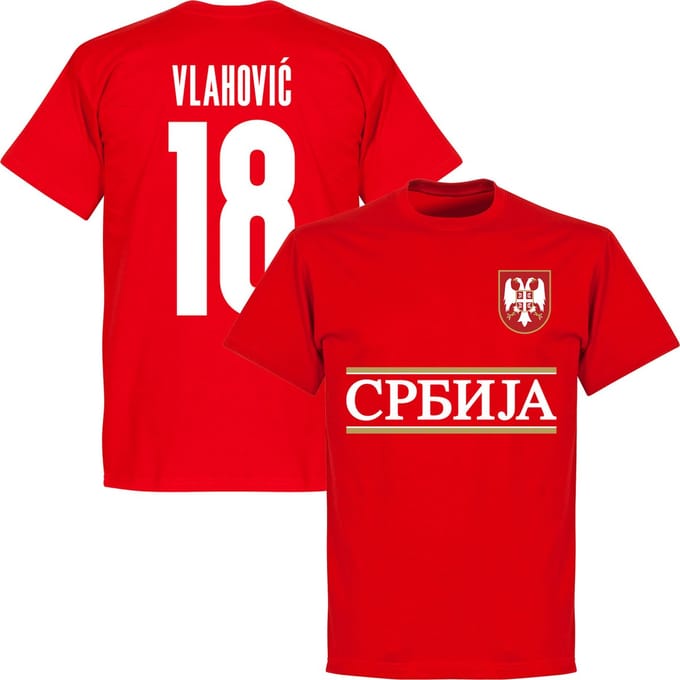 Servië Vlahovic 18 Team T-Shirt - Rood - XL