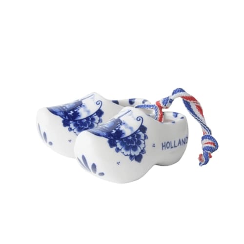 Heinen delfts blauw klompjes aan lint mini