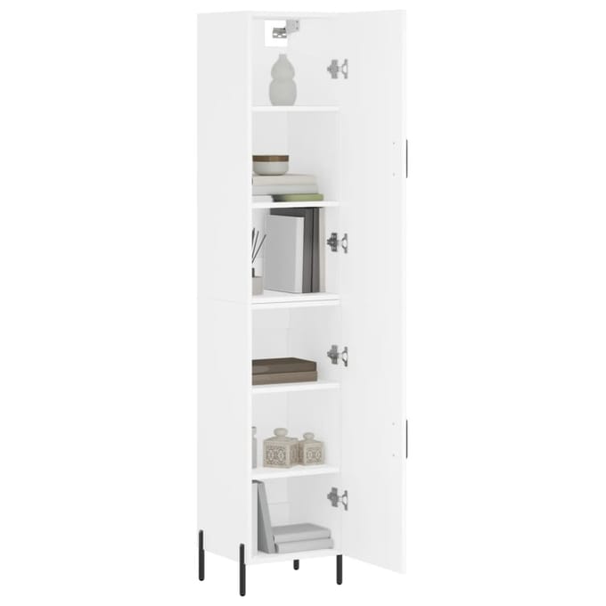 vidaXL - Hoge - kast - 34,5x34x180 - cm - bewerkt - hout - wit