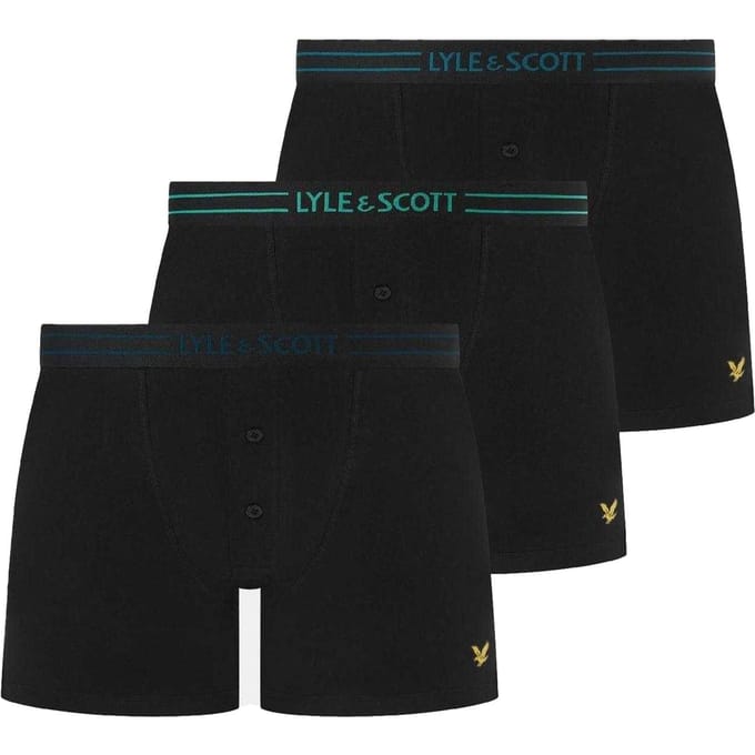 Lyle & Scott Heren Boxershort (Pakket van 3) (Zwart)