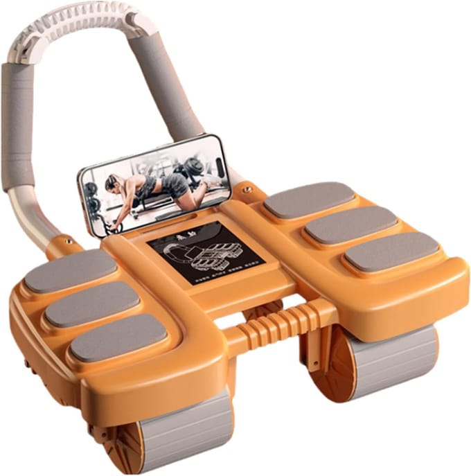 Buikspierroller - Abdominale trainer - Core training - Automatische terugslag - 42 cm lengte - Oranje