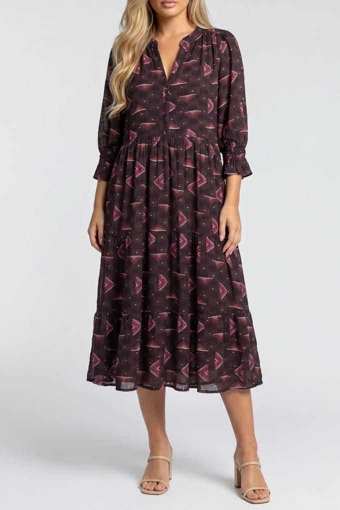 BA&SH Robe Calliope Carbone Taglia: S | Abiti Midi Outlet | Donna
