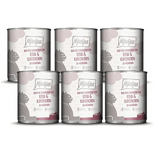 MjAMjAM - DUO van Heerlijk Rundvlees & Konijn met Wortelen 6 x 800 g