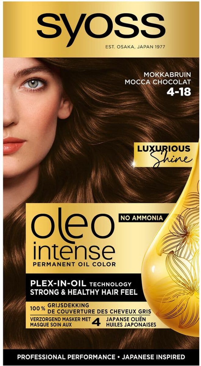 Syoss Oleo Intense - Haarverf - 4-18 - Mokka Bruin - 115ml x 3