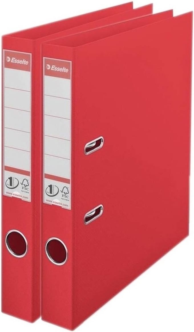 Esselte Ringband mappen/ordners - 2x - rood - A4 - opbergen - kantoorartikelen