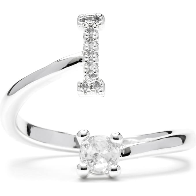 Luxenter Ring met glanzende zirkonia, zilveren afwerking - Alphabet