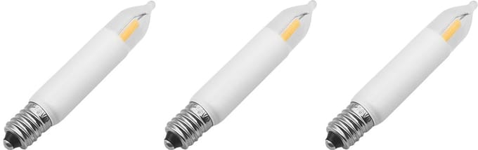 Reserve Kerstlampjes E10 LED Filament Kaars - 3 stuks - 10-55V - 0.2W - 2200K - 6.5cm - Warm Wit Licht