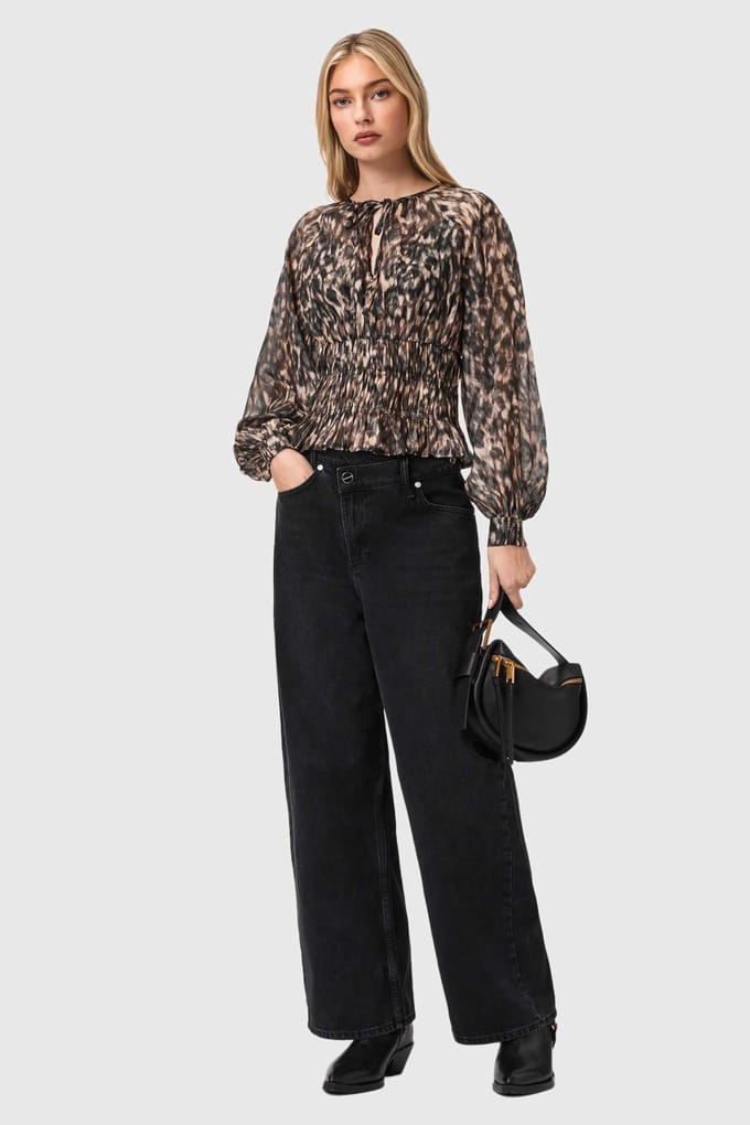 AllSaints Cern Top Prowl Golden Brown Maat: 2 | Longsleeves Outlet | Dames | Bruin