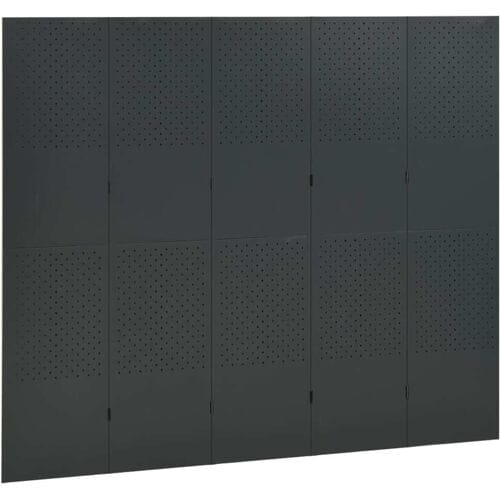 vidaXL - Kamerschermen - 2 - st - met - 5 - panelen - 200x180 - cm - staal - antraciet