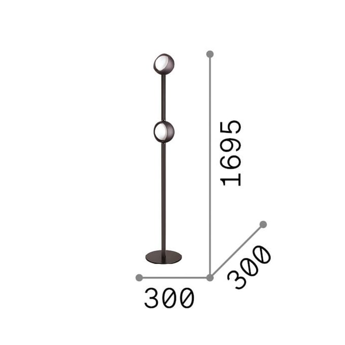 IDEAL LUX LED vloerlamp Bloom, hoogte 170 cm, messing, 2-lamps