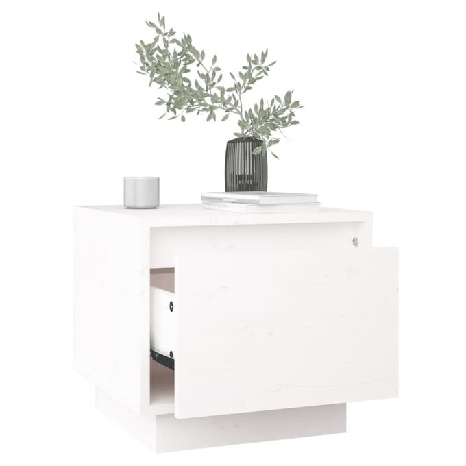 vidaXL - Nachtkastje - 35x34x32 - cm - massief - grenenhout - wit
