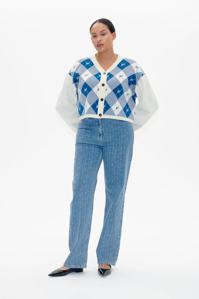 Baum und Pferdgarten Cornelie Cardigan Federal Blue Check Größe: L | Pullover Outlet | Damen | Blau