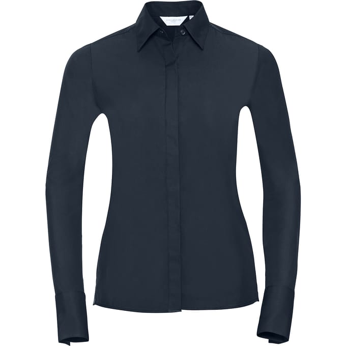 Russell Collection Dames/Dames Ultimate Stretch Formeel Shirt Met Lange Mouwen (Heldere marine)