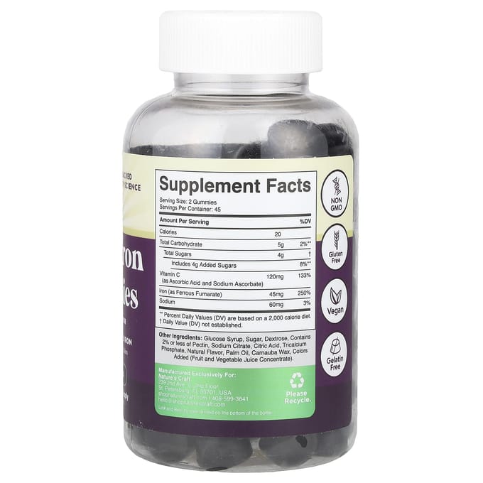 Nature'S Craft, Super Iron Gummy Jelly, Druif, 90 Gummy Jelly