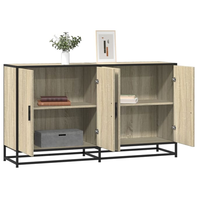 vidaXL - Dressoir - 134x35x76 - cm - bewerkt - hout - sonoma - eikenkleurig