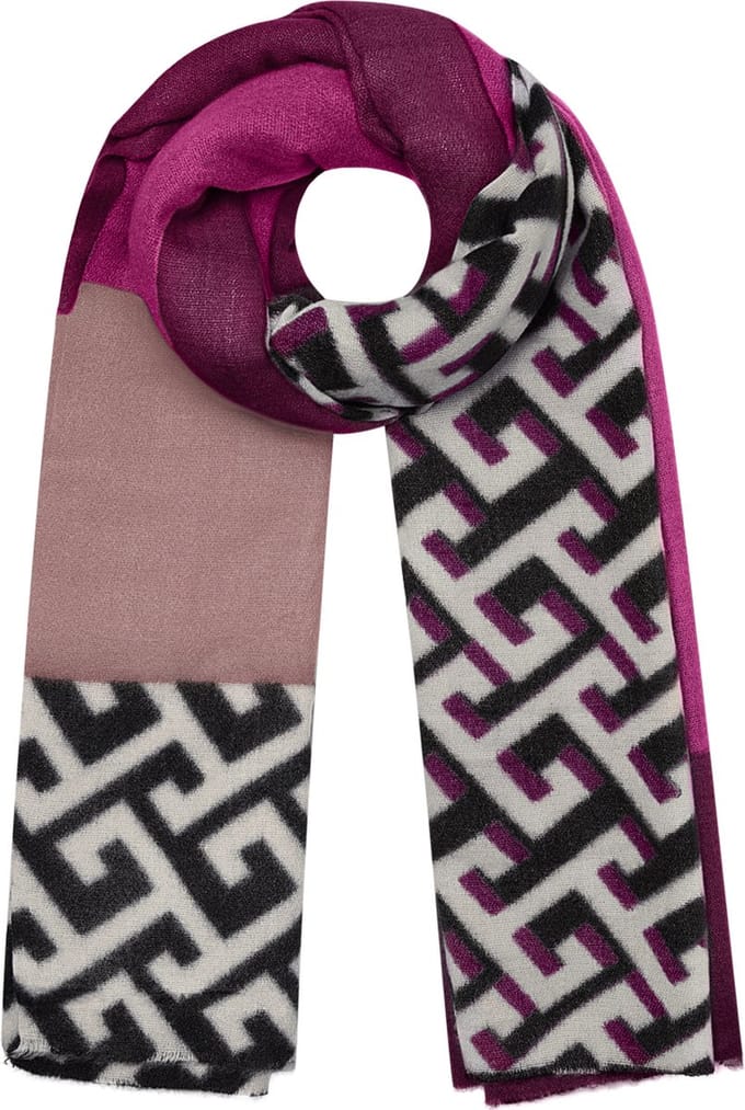 Yehwang - Wintersjaal met print - Fuchsia