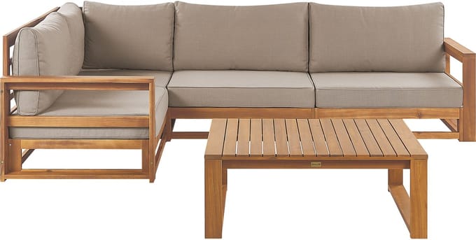 TIMOR II - Loungeset - Taupe - Gecertificeerd acaciahout