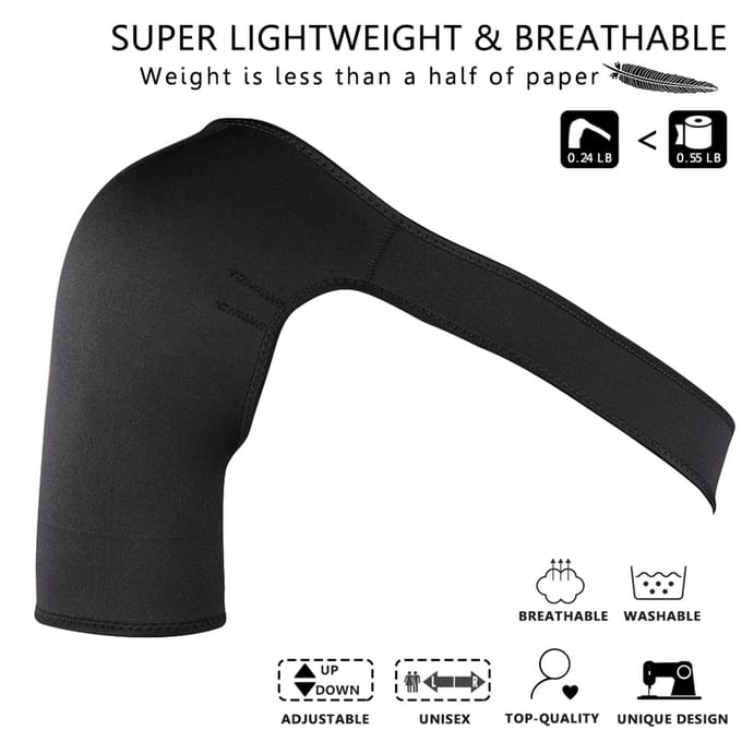 Compressie Rechter Schoudersteun Brace, Neopreen Armstabilisator Schouwer Mouw black