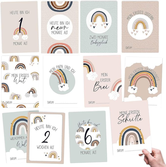 Mijlpalenkaarten voor Baby's - 32 Stuks Regenboog