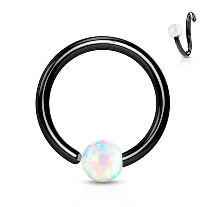 Piercing opal buigbare ring 0.8x8 - zwart - LMPiercings