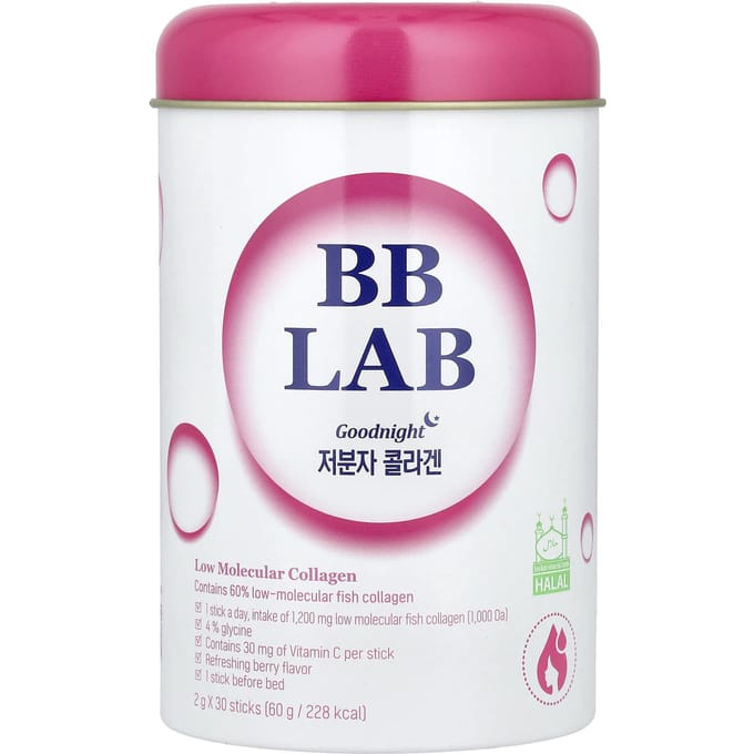 BB Lab, Goedenacht, collageen met laag moleculair gewicht, bes, 30 sticks, 2 g per stuk