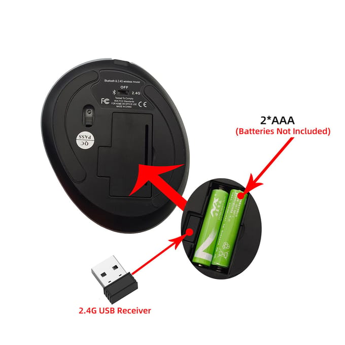 Draadloze Dual-mode Muis  2.4GBT5.1  Computermuis  Gaming Muis  Ergonomisch  Stil  Windows zwart