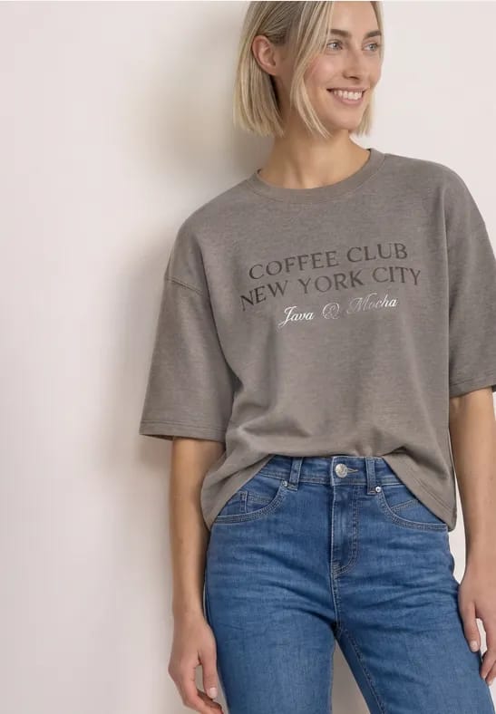 Sweatshirt met korte mouwen en tekst